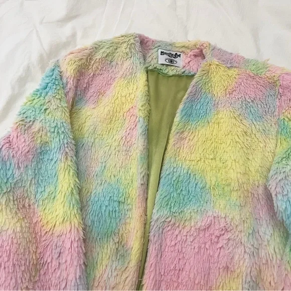 Miracle Eye Rainbow fuzzy Jacket Coat - Picture 3 of 3